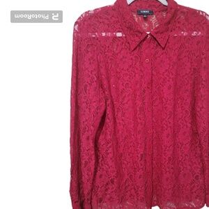 ELEMENTZ RED LACE FLORAL TOP - XL